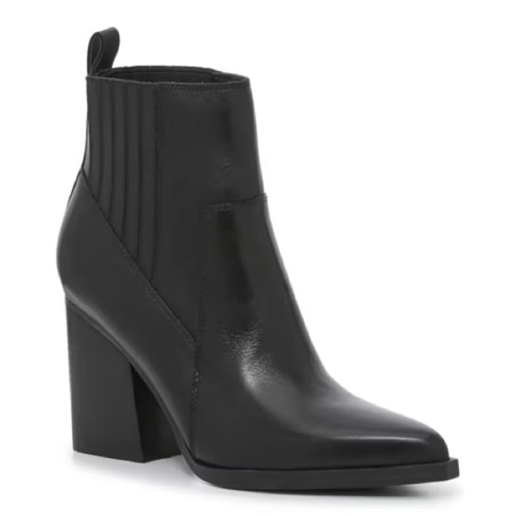 Marc Fisher Marela Black Leather Ankle Boots - Picture 1 of 9
